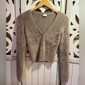 Abercrombie & Fitch Fuzzy Tan Cardigan